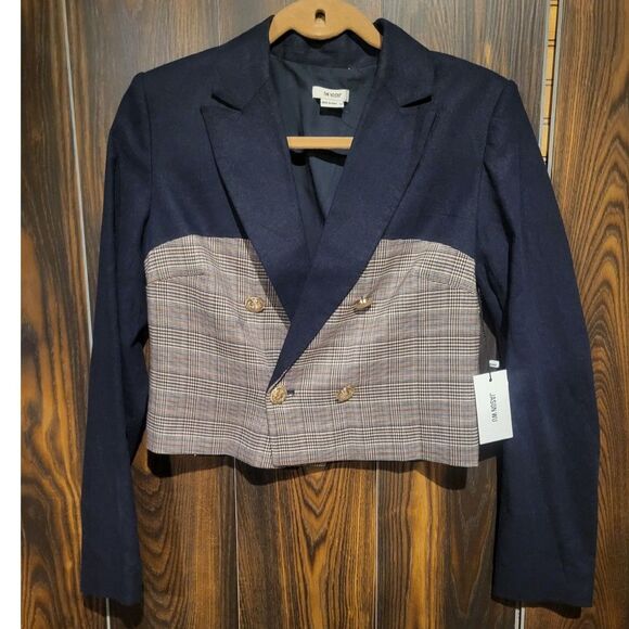 NWT Jason Wu Crop Jacket Navy Houndstooth XS Orig $320 One of a Kind - Picture 1 of 5